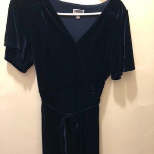 Chelsea28 Velvet Faux-Wrap Dress, Navy, L